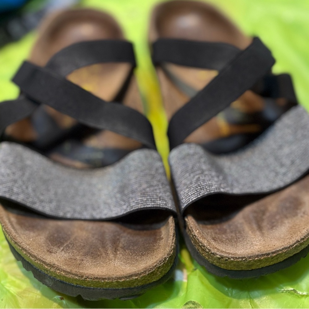 Birkenstock Papillio Cosma stretch sandals in black and silver 7 7.5 women’s - Picture 3 of 10